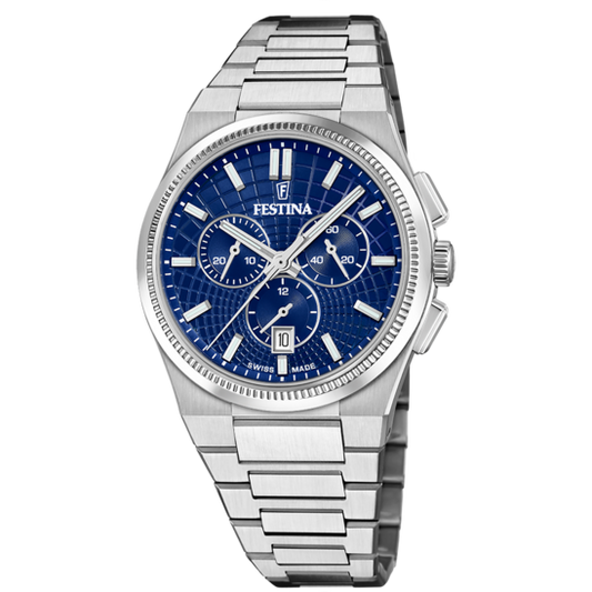 Relógio masculino festina swiss made rivé f20059/2 azul