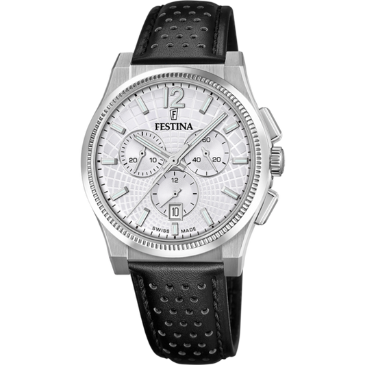 Relógio masculino festina swiss made rivé f20060/1 prateado