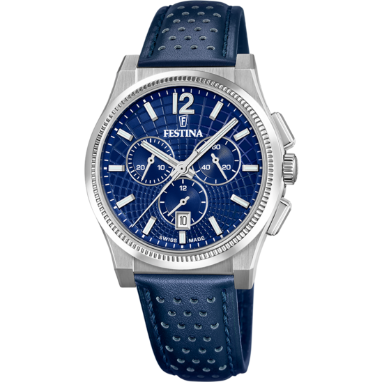 Relógio masculino festina swiss made rivé f20060/2 azul