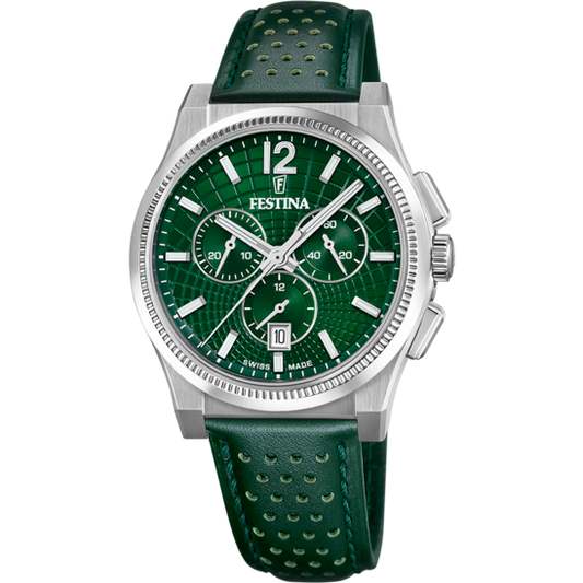 Relógio masculino festina swiss made rivé f20060/3 verde