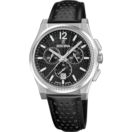 Relógio masculino festina swiss made rivé f20060/4 preto