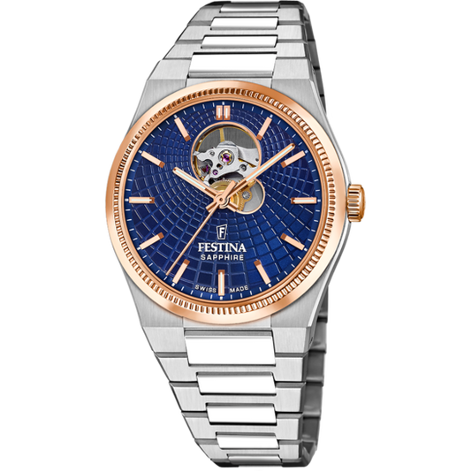 Relógio masculino festina swiss made rivé f20061/2 azul