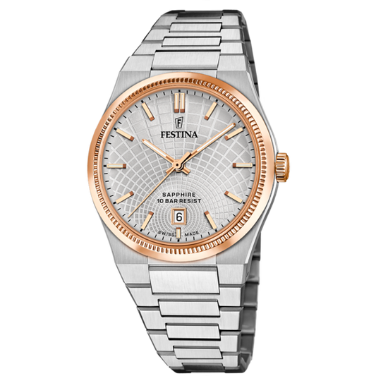 Relógio festina swiss made f20065/1 prata cinza homem