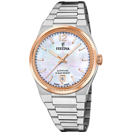 Relógio festina swiss made f20066/1 bege mulher