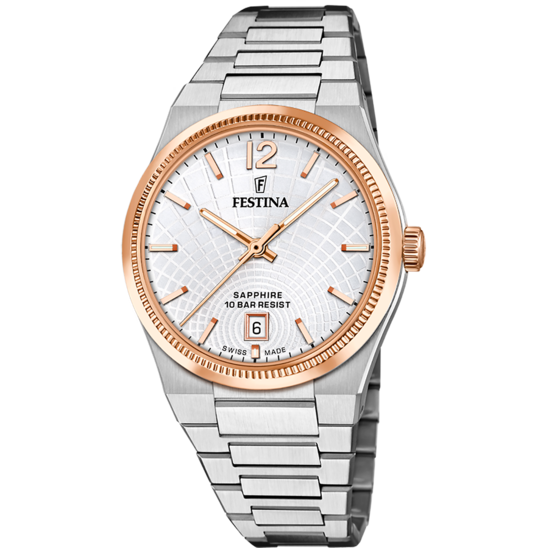 Relógio festina swiss made f20066/2 prata cinza mulher