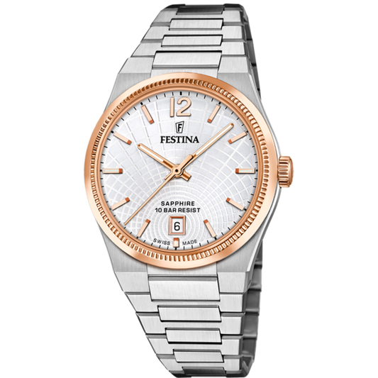 Relógio festina swiss made f20066/2 prata cinza mulher