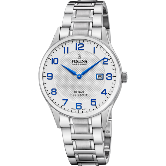 Relógio festina swiss made f20067/1 prata cinza homem