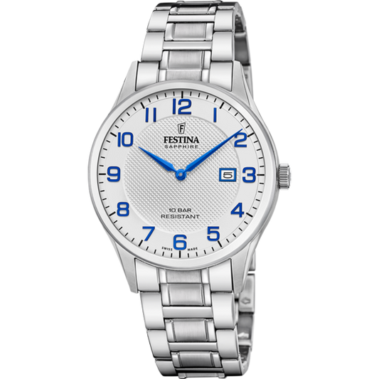 Relógio festina swiss made f20067/1 prata cinza homem