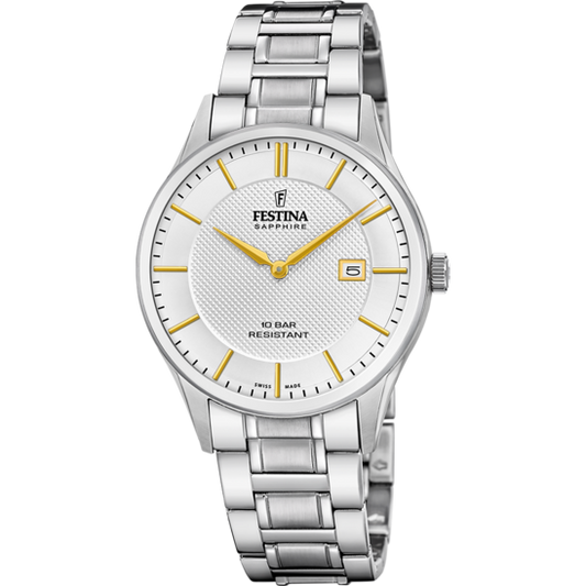 Relógio festina swiss made f20067/2 prata cinza homem