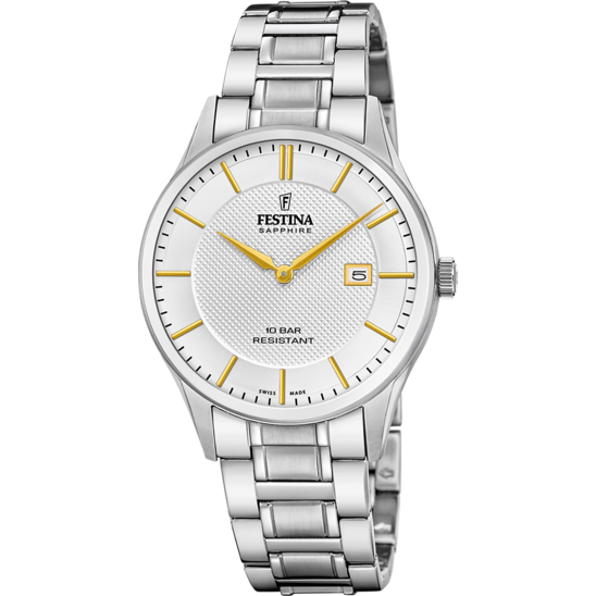 Relógio festina swiss made f20067/2 prata cinza homem