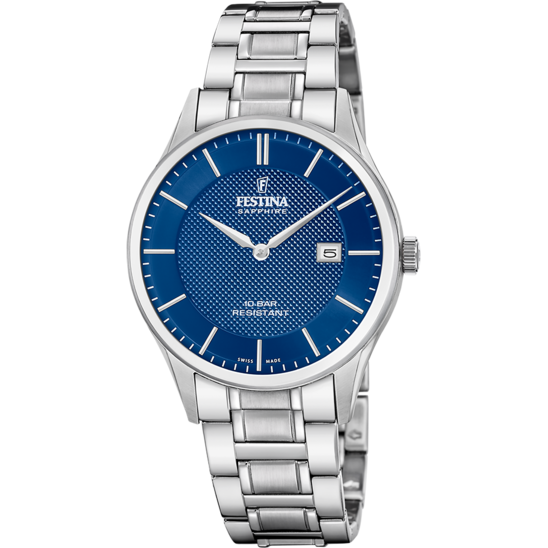 Relógio festina swiss made f20067/4 azul homem