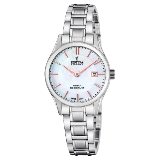 Relógio festina swiss made f20068/2 bege mulher