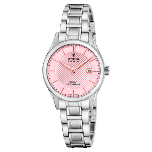 Relógio festina swiss made f20068/3 rosa mulher