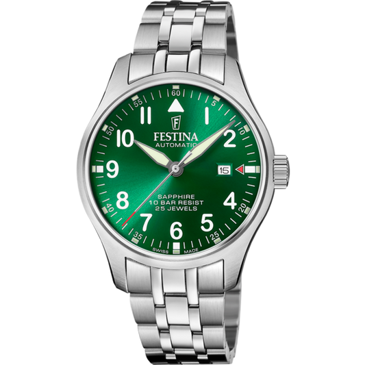 Relógio-Festina-Swiss-Made-Swiss-Made-F20151/b-Verde-Pulsera-De-316l-De-Aço-Inoxidável