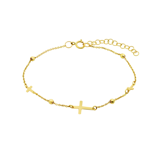 HIN00174/19 PULSERA 9K CRUZ LISA 16+3CM  0.73gr