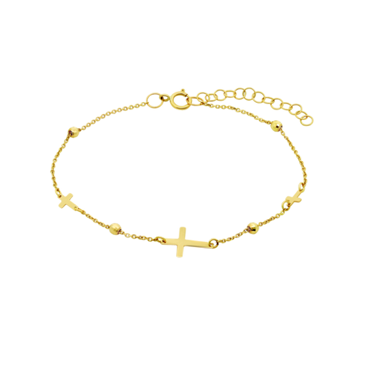 HIN00174/19 PULSERA 9K CRUZ LISA 16+3CM  0.73gr