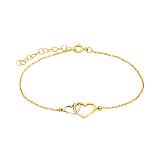 HIN00189/19 PULSERA.BICOLOR.2-CORAZONES.LISO  0.77gr