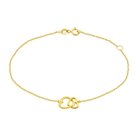 HIN00316/19 PULSERA.9K.AMARI.CORAZONES.16+3CM