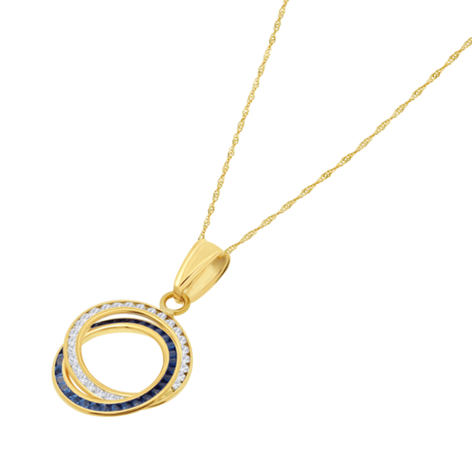 HIN00341/45 COLLAR.9K.AMARI.DOS-AROS.CIRC-BL/AZ