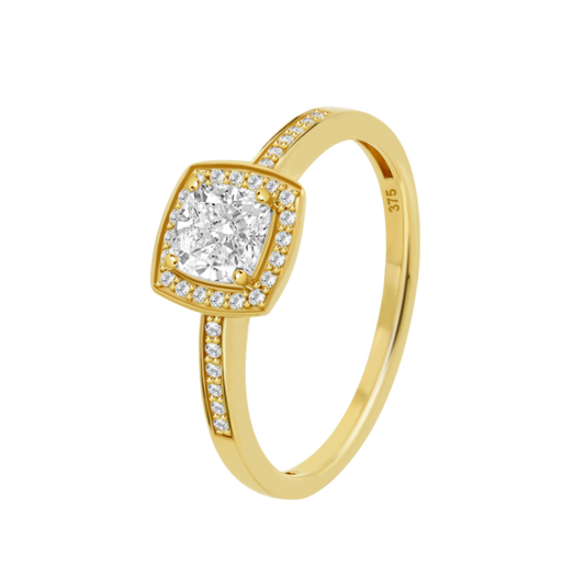 HIN00350/12 ANILLO.9K.AMARI.CUADRADO.CIRCONITA 0.95 gr