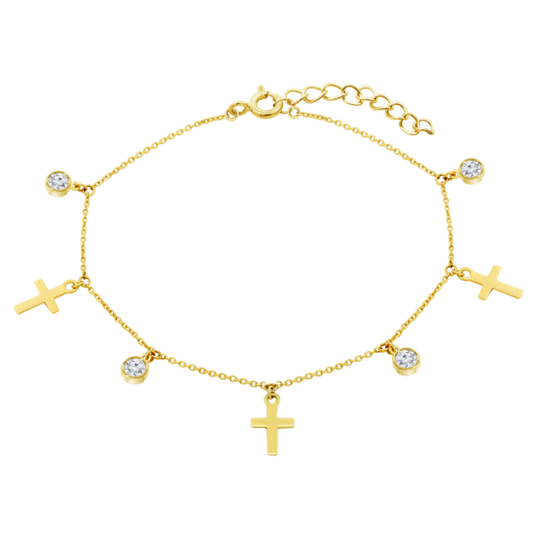 HIN00370/19 PULSERA.9K.AMARI.CRUCES.CIRC.16+3CM 1.2 gr