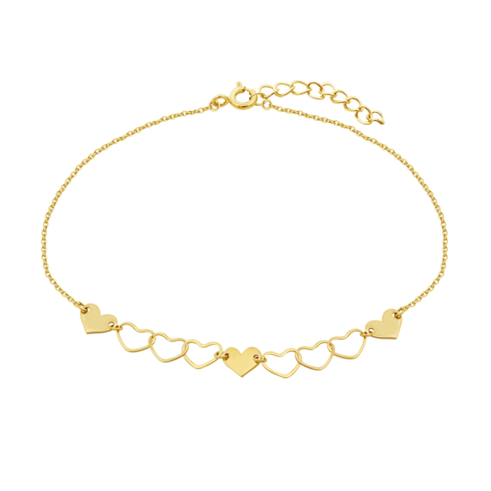 HIN00371/19 PULSERA.9K.AMARI.CHAPAS-CORAZONES.C