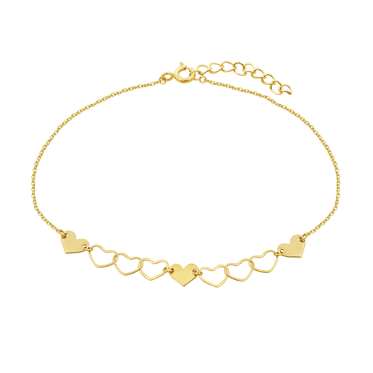 HIN00371/19 PULSERA.9K.AMARI.CHAPAS-CORAZONES.C