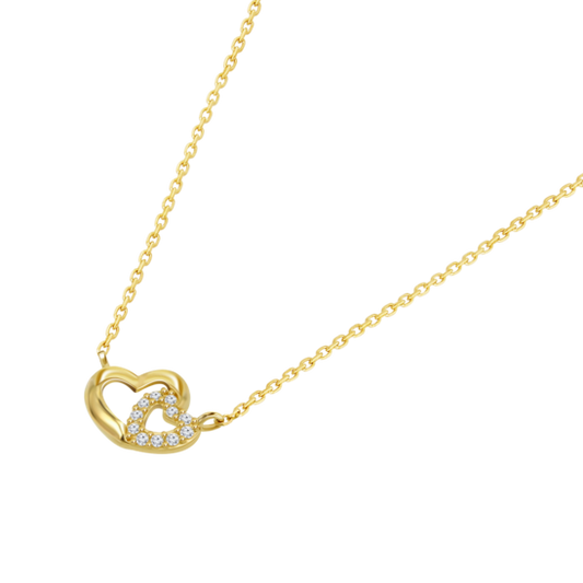 HIN00398/43 COLLAR.9K.AMARI.CORAZONES.9MM.CIRC.