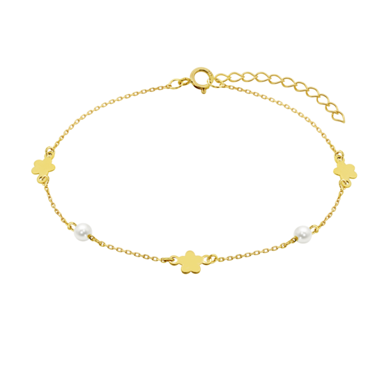 HIN00417/19 PULSERA.PERLAS.9K.FLOR.AM/PERLAS-2. 0.81 gr