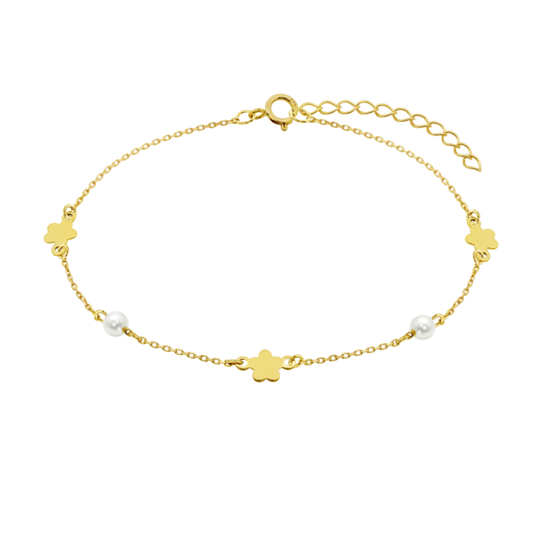 HIN00417/19 PULSERA.PERLAS.9K.FLOR.AM/PERLAS-2. 0.81 gr