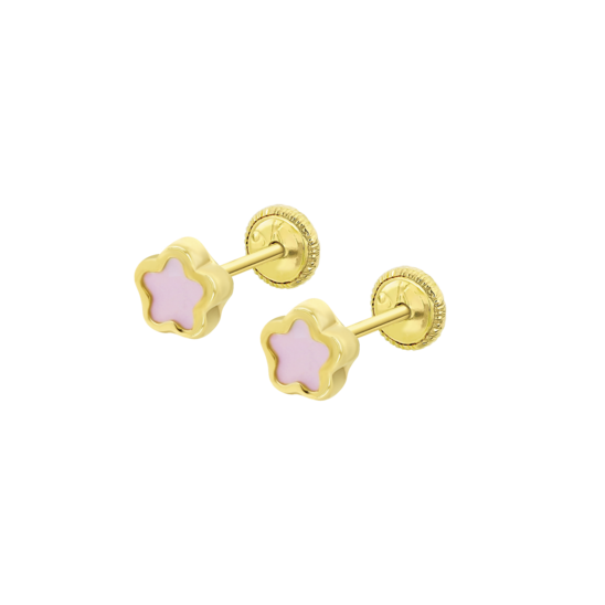 HIN00495/4 0gr PENDIENTE.NACAR.ROSA.FLOR.9K