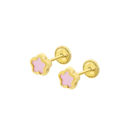 HIN00495/4 0gr PENDIENTE.NACAR.ROSA.FLOR.9K