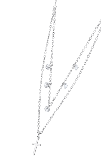 WS02950/45 COLLAR.DOBLE CRUZ CIRCONITAS 42+3cm